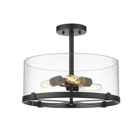 Callista - 3 Light Semi-Flush Mount in Transitional Style-13.5 Inches Tall and 16.5 Inches Wide-Matte Black Finish